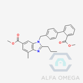 methyl 1-((2'-(methoxycarbonyl)-[1,1' biphenyl]-4-yl)methyl)-4-methyl-2- propyl-1H-benzo[d]imidazole-6-
carboxylate