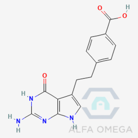 2-Amino-4,7-dihydro-5-[2-[4- (carboxy)phenyl]ethyl]-4-oxo-3H- pyrrolo[2,3-d]pyrimidine Hydrate