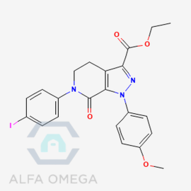 Apixaban Ethyl 6-(4-iodophenyl)-1-(4-methoxyphenyl)-7-oxo-
4,5,6,7-tetrahydro-1H-pyrazolo[3,4-c]pyridine-3-carboxylate,